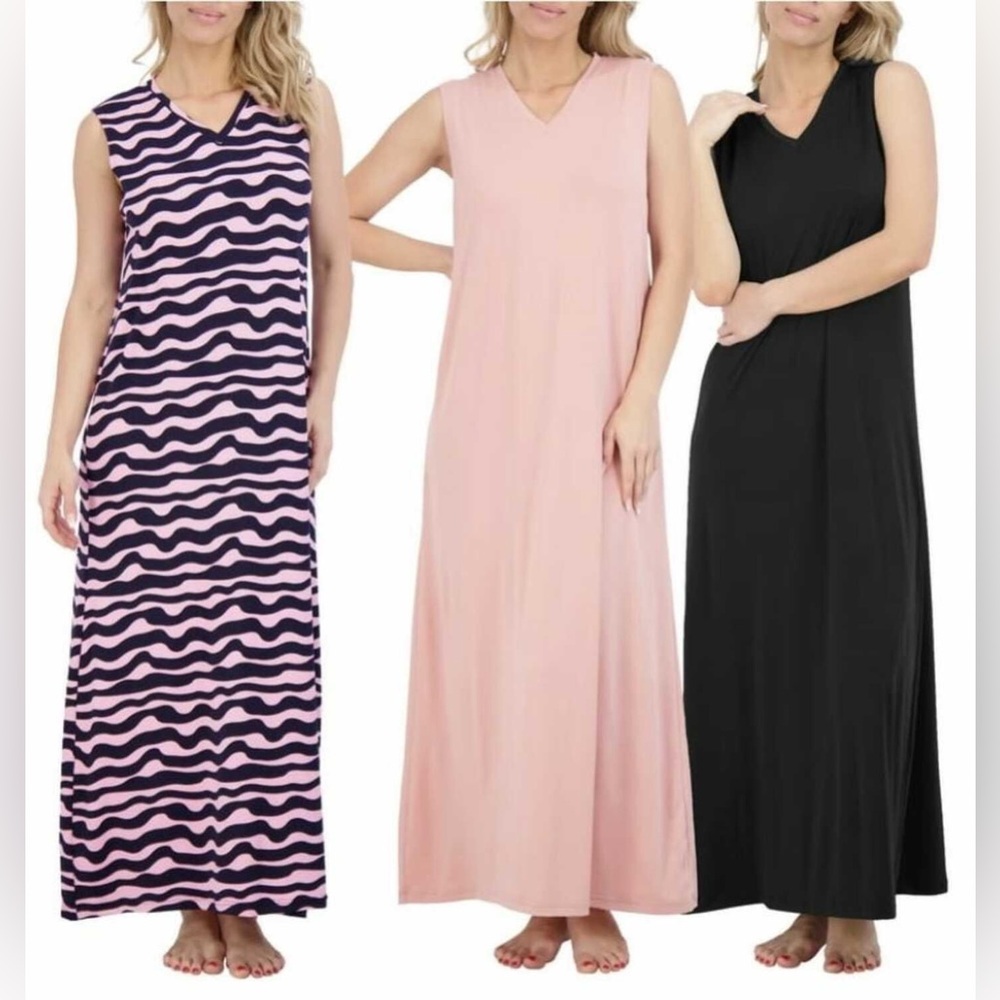 NEW Womens 3 Pack Nightgown Sleep Dresses Very Soft, Cool, Light Weight, Size 1X